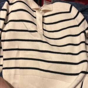 Abercrombie & Fitch Cream and Black Striped Sweater